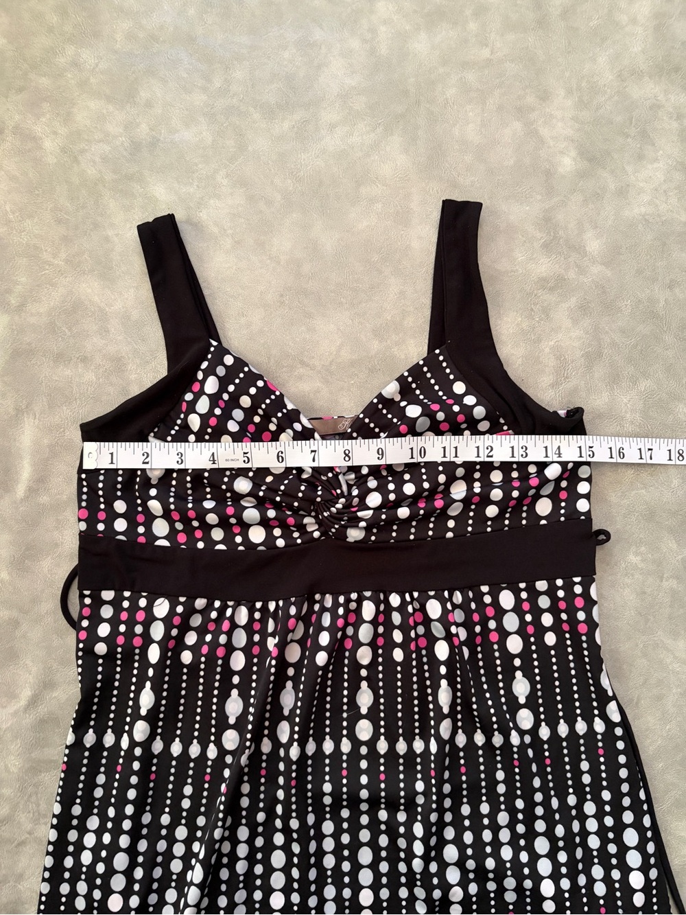 Y2K Black Pink Polka Dot Tie Back Baby Doll Sweetheart Top - Picture 8 of 9